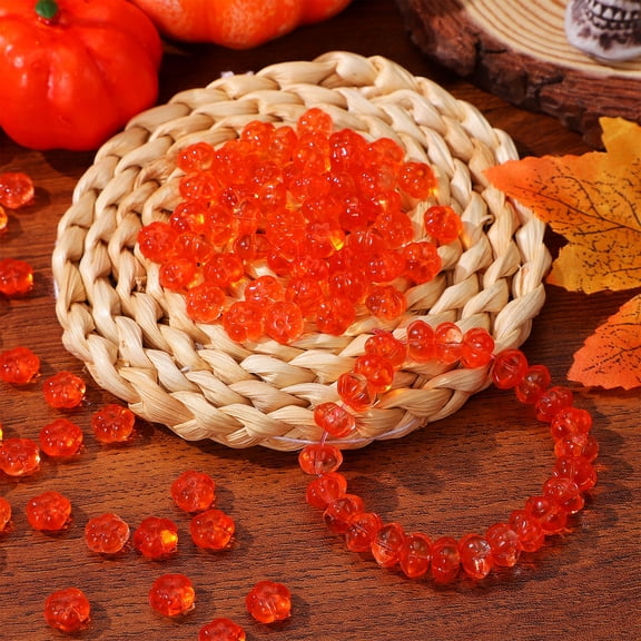 ETHZZLE Orange Glass Pumpkin Spacer Beads for Home Crafts and Jewelry 100Pcs