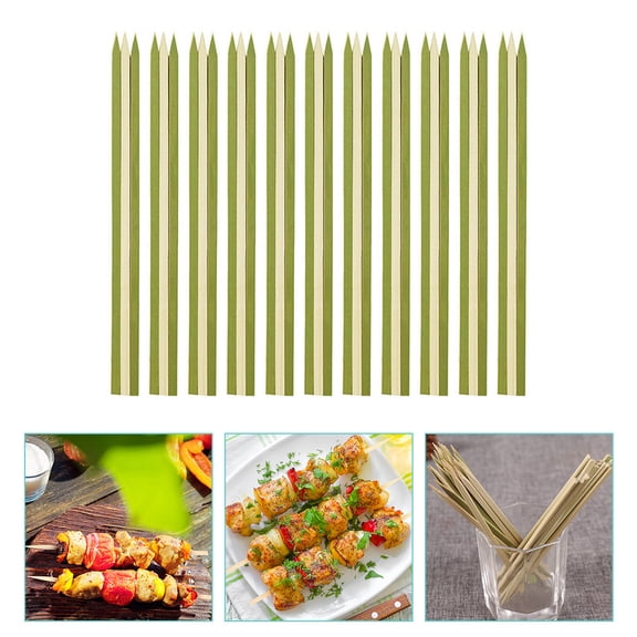 ETHZZLE 100Pcs Green Barbecue Skicks Polished Natural Material Skewers for Fondue and Bbq