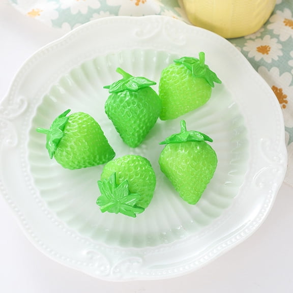 ETHZZLE 10Pcs Artificial Strawberries Decor PVC Lifelike Fake Fruit Models for Home and Party Decoration
