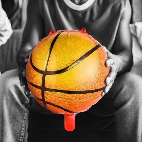 ETHZZLE 10Pcs Basketball Foil Balloon Orange Party Decorations for Sports Game Celebration and Photo Props