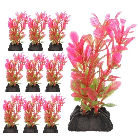 ETHZZLE 10Pcs Betta Fish Tank Decor Plastic Pink for Aquarium Water Grass Use
