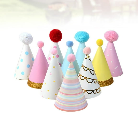 ETHZZLE 10Pcs Birthday Hat Assorted Color Decorative Cone Party Hats Unique Design for Fun Celebrations