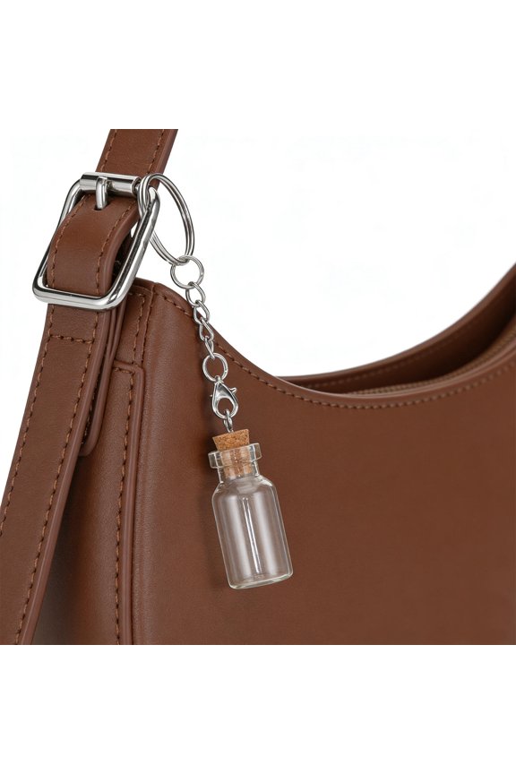 Corked Glass Bottle Keychains, Transparent and Versatile for DIY, Wedding Favors, 10Pcs