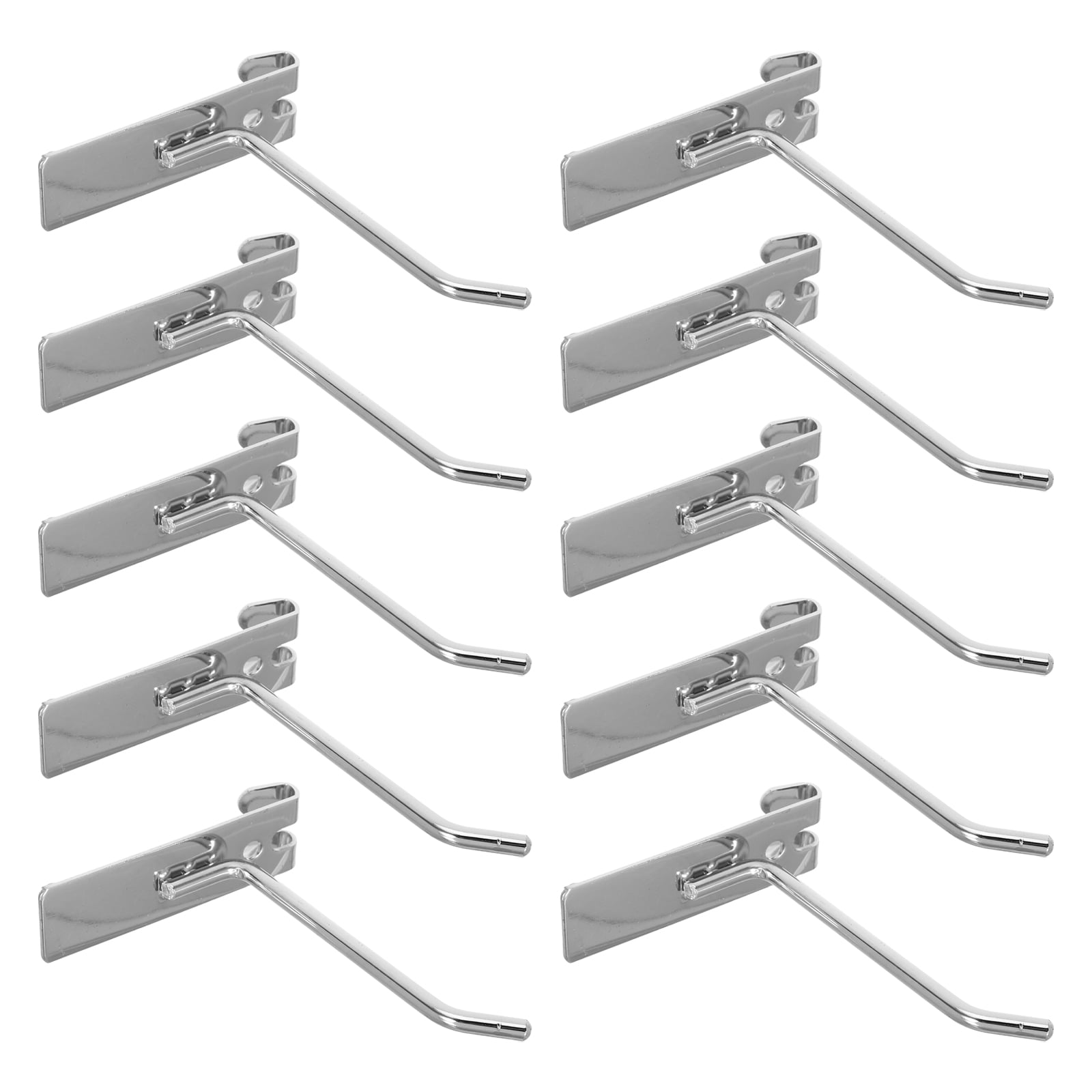 ETHZZLE 10Pcs Plated Silver Pegboard Hooks Heavy Duty Wire Grid Panel Hooks for Industrial Wall Mounted Tool Storage