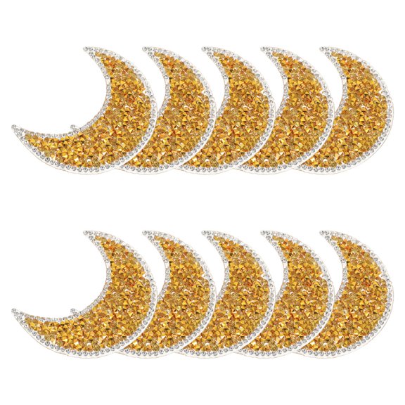 ETHZZLE 10Pcs Rhinestone Iron on Moon Patches for Hats Durable DIY Clothing Embellishments