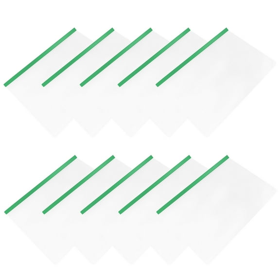 ETHZZLE 10Pcs Green Transparent Plastic File Folders with Rod Clamps for A4 Document Storage and Office Organization