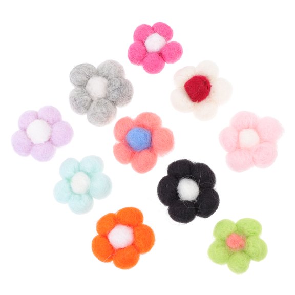 ETHZZLE Brooch Diy Felt Flower Wool Felt 10pcs