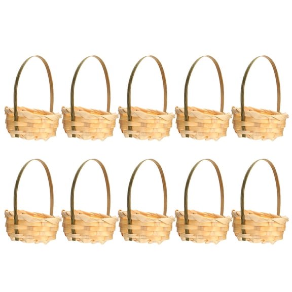 ETHZZLE 10Pcs Khaki Bamboo Woven Flower Baskets Decorative for Home Decoration