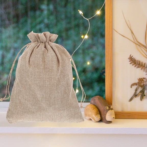 ETHZZLE 10Pcs Drawstring Burlap Bags Large Capacity Multi-Use Packing Bags for Storage