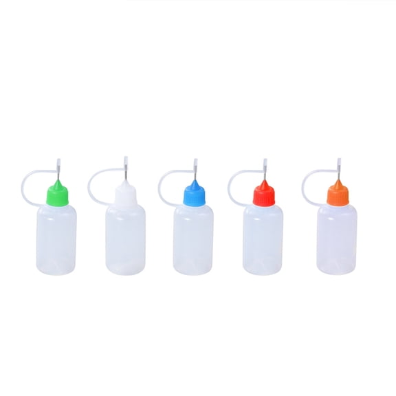 ETHZZLE Needle Tip Bottle Assorted Color Leak Proof Cap Rust Proof Metal for Quilling 10Pcs