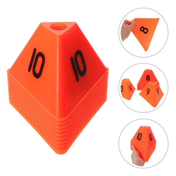 ETHZZLE 10Pcs Numbered Sports Training Cones Red Lightweight Portable Markers for Agility Drills
