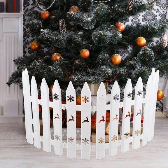 ETHZZLE 10Pcs White Plastic Decorative Fence Flexible Border for Christmas Tree and Garden Decor
