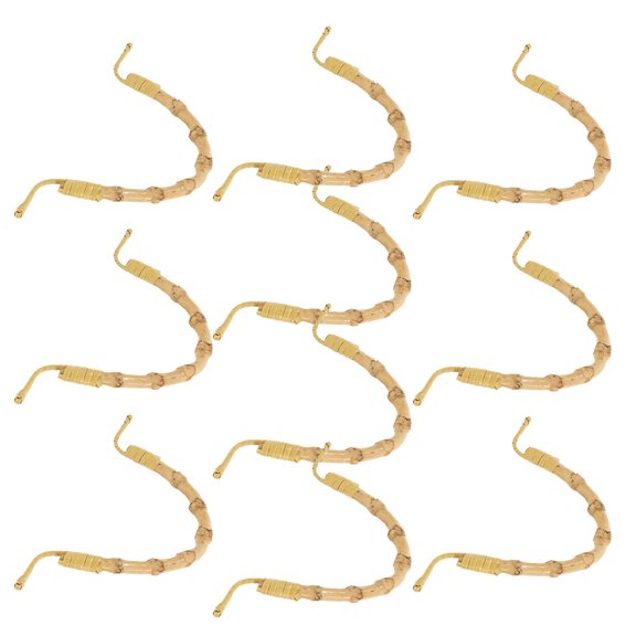 ETHZZLE 10Pcs U Shape Rattan Pot Handle Replacement Strong Iron and Rattan Material for Kitchen Tea Sets