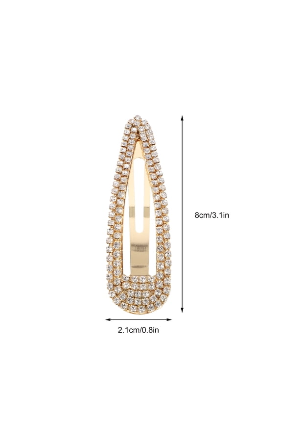 10Pcs Rhinestone Snap Hairpin in Golden Color for Elegant Hair Styles and Special Events