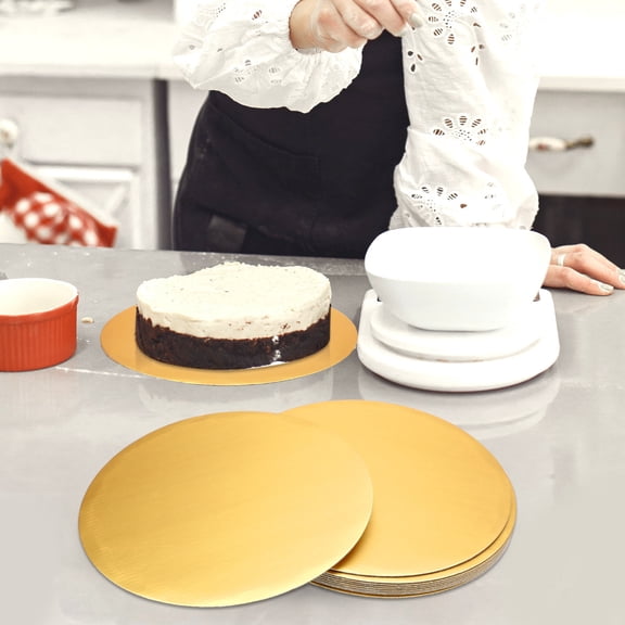 ETHZZLE 10Pcs Round Cake Base Boards with Corrugated Build for Secure Cake Transport