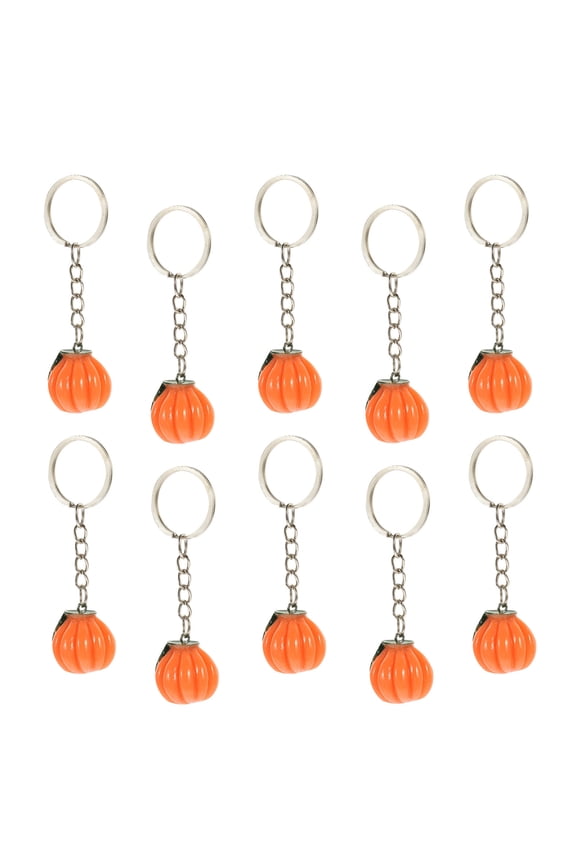 Set of 10 Orange Resin Pumpkin Keychains, Cute Simulation Hanging Ornaments for Keys, Bags, Lanyards, and Accessories
