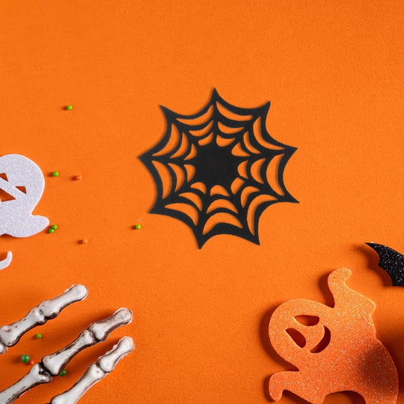 ETHZZLE 10Pcs Cup Coaster Black Felt Spider Web Theme for Home Office and Cafe