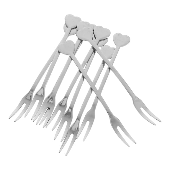 ETHZZLE Silver Stainless Steel Dessert Forks, Heart-Shaped for Fruits, Elegant and