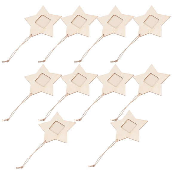 ETHZZLE 10Pcs Star Shape Wooden Photo Frame for Porch Decoration Eco Friendly Material