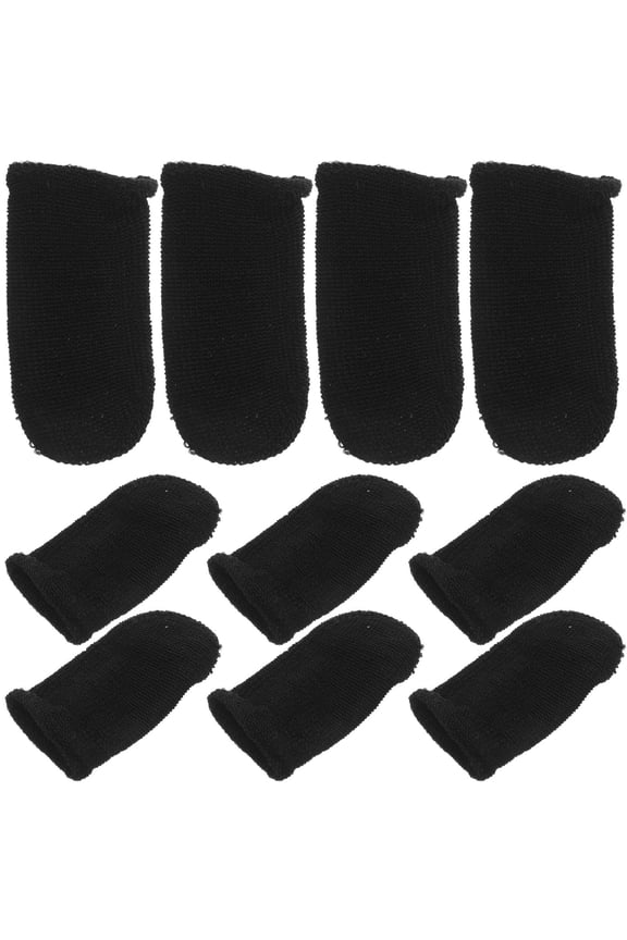 10Pcs Ultra Thin Black Finger Gloves for Gaming with Touchscreen Compatibility