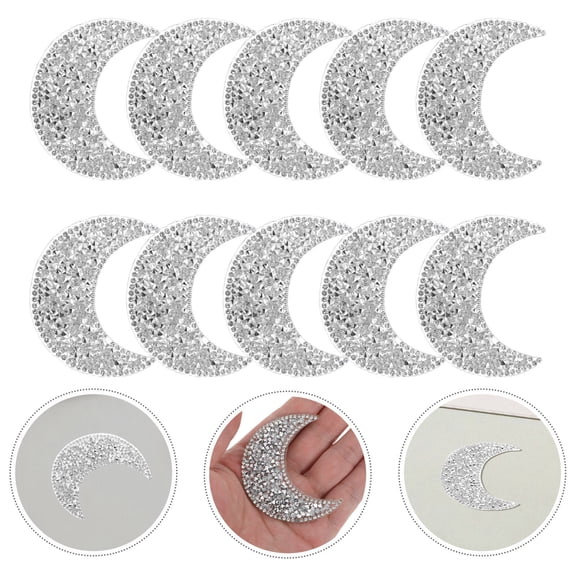 ETHZZLE 10Pcs Creative Moon Design Rhinestone Iron on Patches for Hats Shoes Clothing Accessories
