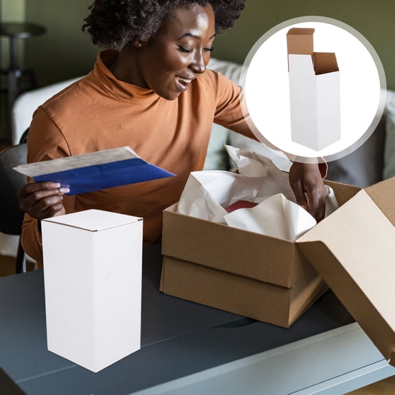 ETHZZLE 10Pcs White Corrugated Shipping Cardboard Boxes with Smooth Surface for Label Printing and Stable Support
