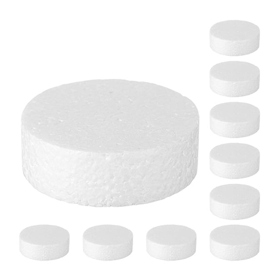 ETHZZLE 10Pcs White Polystyrene Foam Cylinder Blocks for Crafting and Decorative Modeling