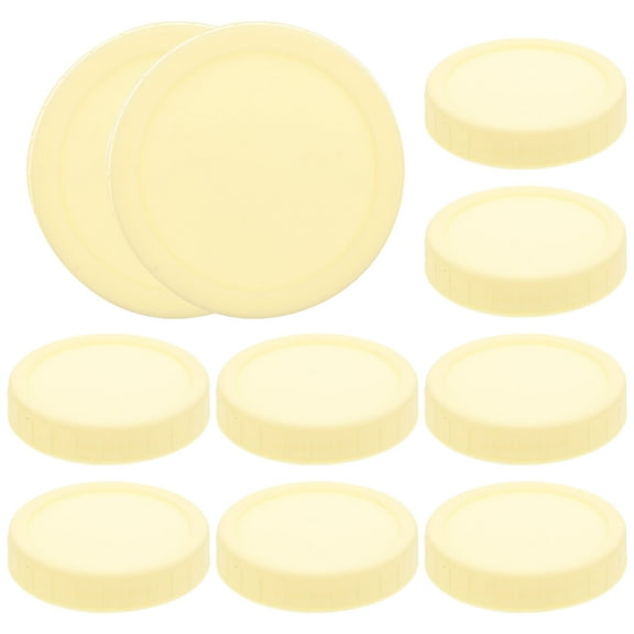 ETHZZLE 10Pcs Plastic Jar Caps Yellow Multipurpose Lids for Dessert Shop
