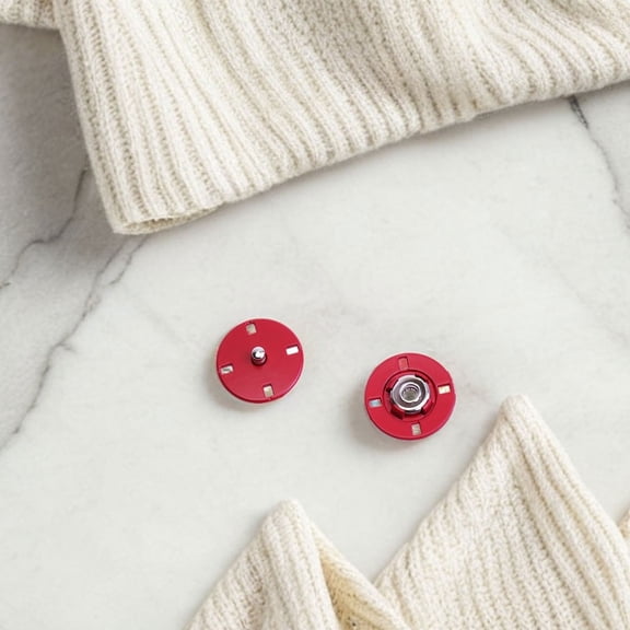 ETHZZLE 10Pcs Slim Profile Red Metal Snap Fasteners for Sewing Coats and Jackets