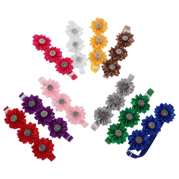 ETHZZLE 10pcs Dog Bow Tie Collar - Adjustable Pet Bow Tie with Floral Design - Puppy Necklace for Weddings Birthdays Party Photo Shoots - Cat Flower Garland