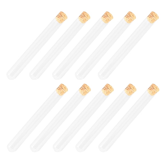 ETHZZLE 10Pcs Glass Test Tubes with Cork Stoppers Clear Borosilicate Heat Resistant Lab Tubes for Scientific Storage