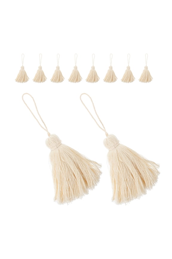 10Pcs Soft Cotton Beige Tassels for Crafting Decorative Pendant Key Chains