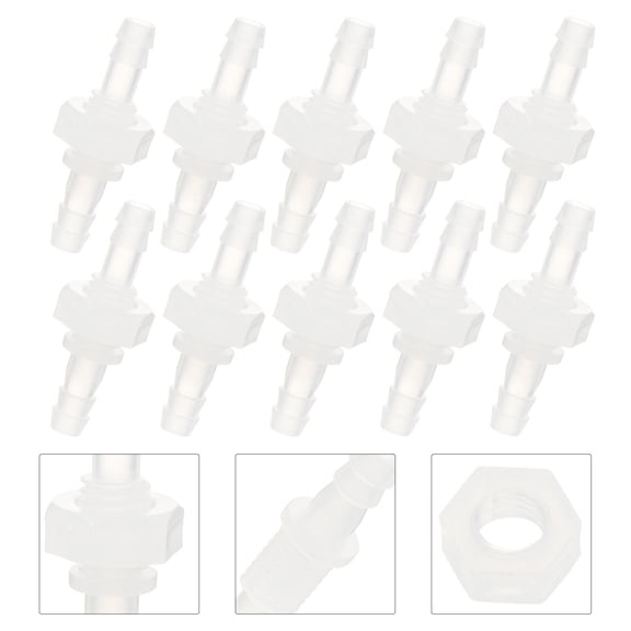 ETHZZLE 10pcs Hose Barb Fitting Equal Barbed Transparent Plastic Tube Connector for Plumbing