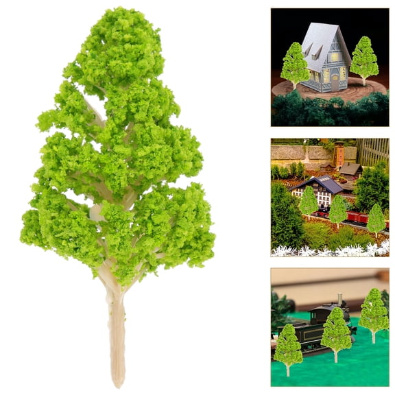 ETHZZLE 10pcs Mini Green Trees for Sand Table Landscaping, Synthetic Model Trees for Crafts, Dioramas, and Train Sets