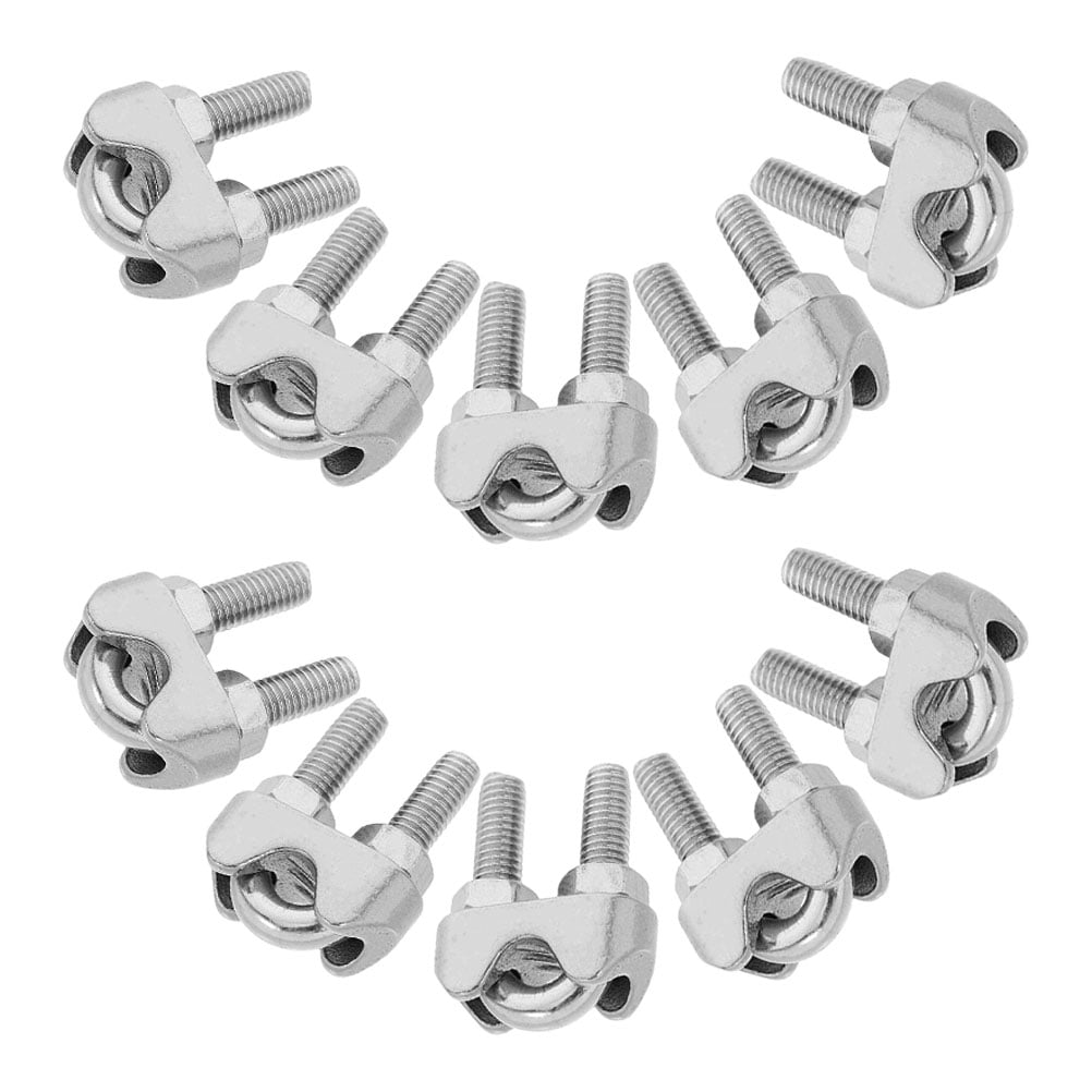 ETHZZLE 10Pcs Stainless Steel Wire Clamp U Shaped Cable Fastener for Versatile Outdoor and Marine Use
