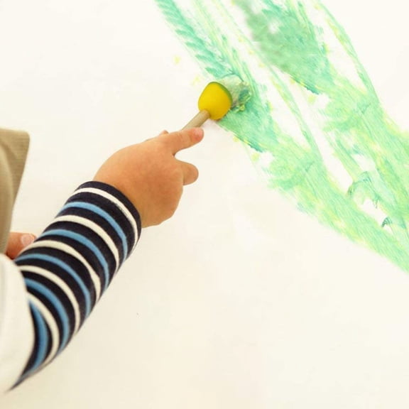 ETHZZLE 12 Pcs Children's Sponge Paint Brushes Tools Yellow Painting Brush For Painting Lessons