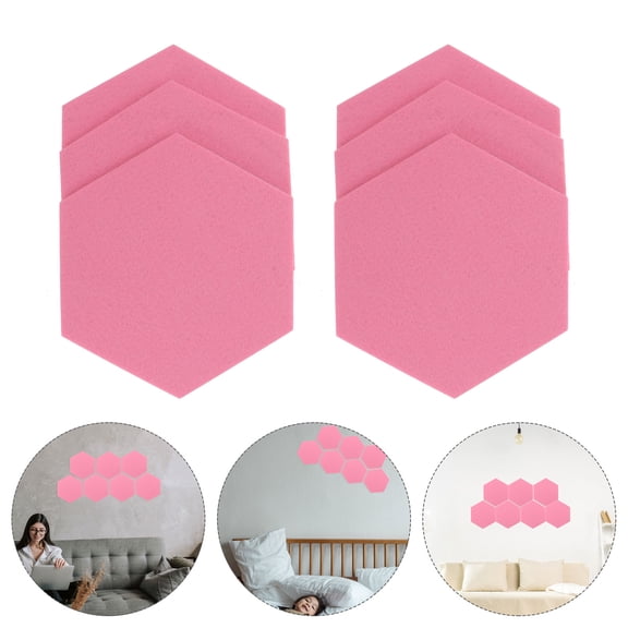 ETHZZLE 12Pcs Pink Felt Hexagon Bulletin Board Tiles Wall Memo Board Decor for Notes Photos Display