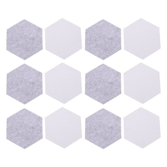 ETHZZLE 12Pcs Grey Felt Wall Board Hexagon Tiles Self Adhesive for Living Room Decor
