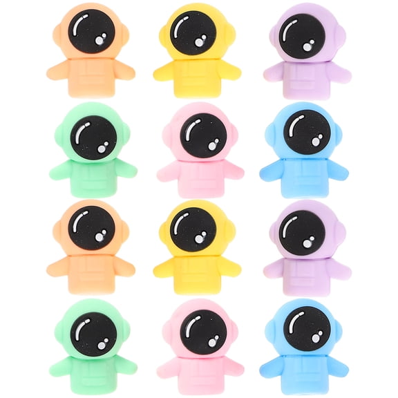 ETHZZLE 12Pcs Creative Assorted Color Astronaut Eraser Set Space Themed for Home Use