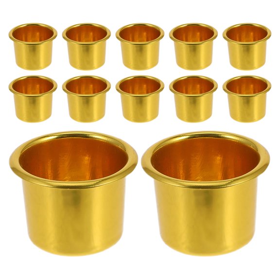 ETHZZLE 12Pcs Golden Metal Candle Inserts for Candle Making and Festive Table Decor