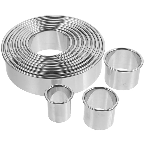 ETHZZLE 12Pcs Silver Stainless Steel Round Baking Rings for Muffins and Pastries