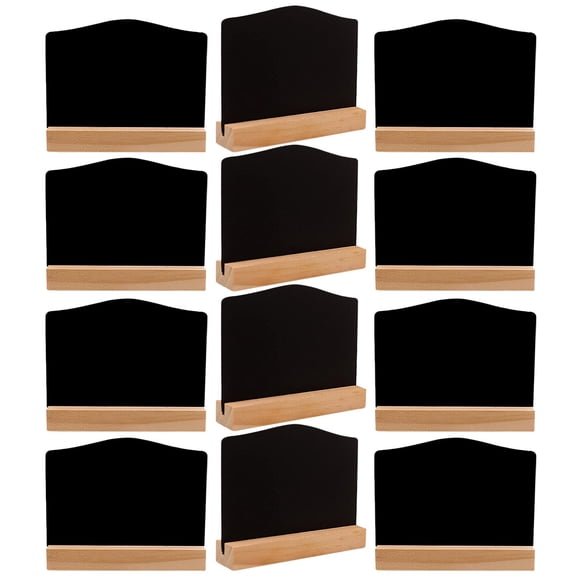 ETHZZLE 12Pcs Rectangle Chalkboards with Stable Wood Stand Erasable Double Sided Black Sign