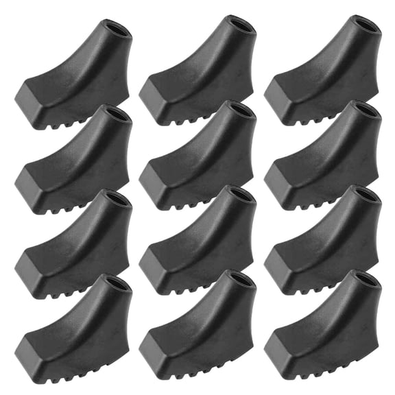 ETHZZLE 12Pcs Black Rubber Walking Stick Tips Replacement with Enhanced Grip for Trekking