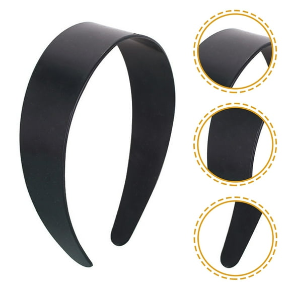 ETHZZLE 12Pcs Plain Wide Hard Plastic Headbands Black Comfortable Hairbands