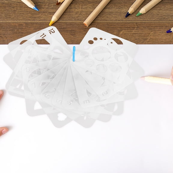 ETHZZLE 12pcs Geometric Shapes Stencil - Drawing Craft Templates Painting Tools For Children Artists Classrooms Flower Star Chalk Patterns Kids Art Supplies Diy