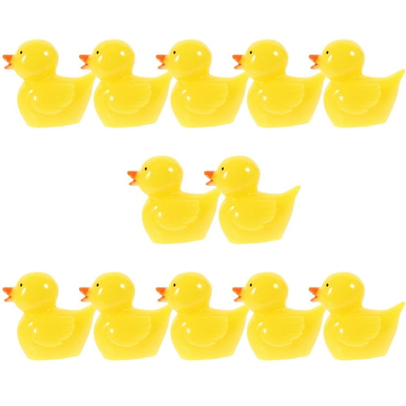 ETHZZLE Tiny Resin Ducks Yellow 12Pcs Ornament Landscape Decor