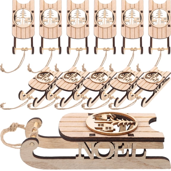 ETHZZLE 12pcs Decorative Sled Sleigh Ornaments Assorted Color Hanging Hotel Decor Party Decoration