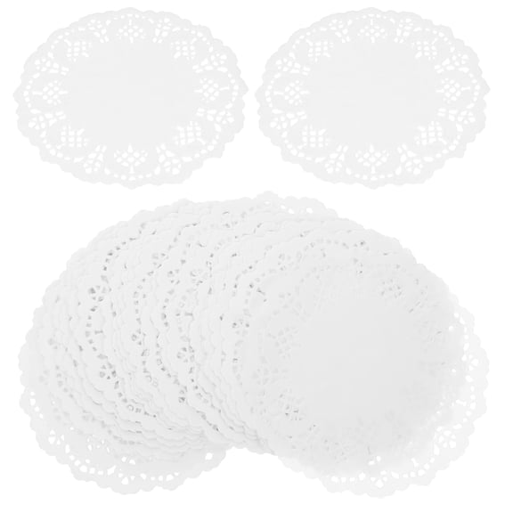 ETHZZLE 140Pcs White Wood Pulp Paper Doilies Decorative Placemats for Cakes and Party Serving