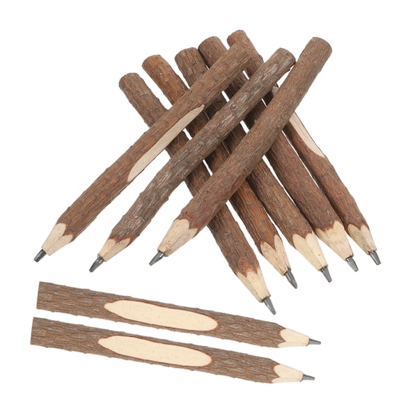 ETHZZLE 14Pcs Natural Wood Graphite Pencils with Rustic Bark Finish for Writing and Sketching