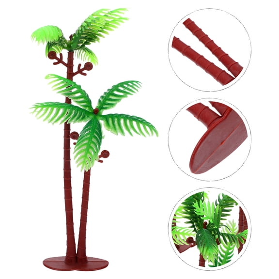 ETHZZLE 15Pcs Plastic Palm Trees Green Artificial Coconut Palm Tree Models for Aquarium Fish Tank Decor